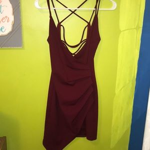 Burgundy Open Back Dress